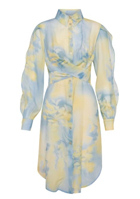 Rio Dress chemisier con stampa acquerello e maniche voluminose  SEMICOUTURE ATTIC AND BARN | Vestiti | MATDR014AT261199